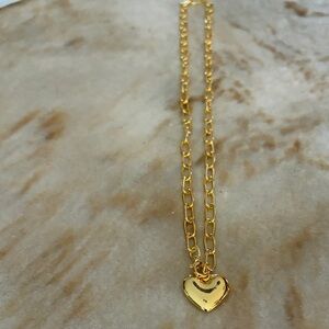 Gold Heart Pendant Necklace New 18 inch chain